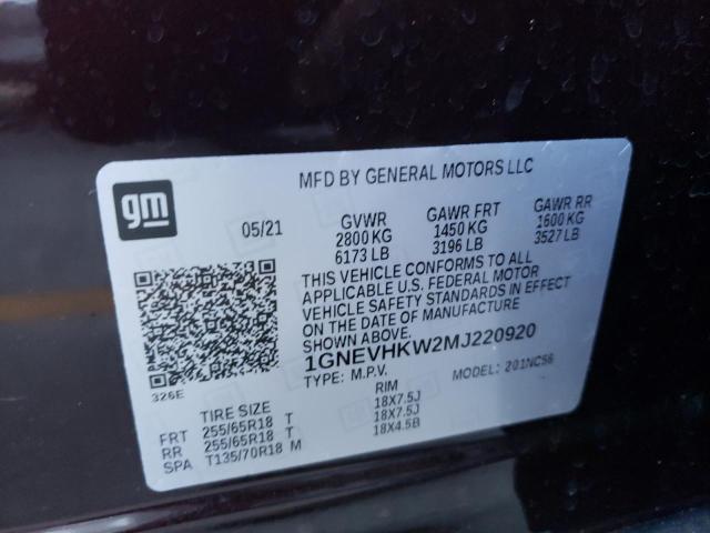 Photo 9 VIN: 1GNEVHKW2MJ220920 - CHEVROLET TRAVERSE L 