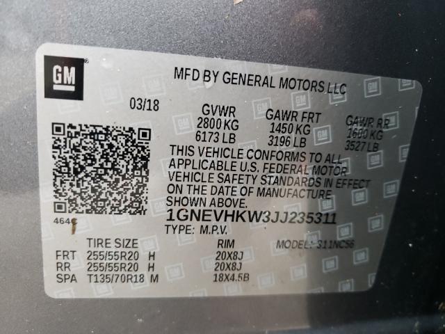 Photo 9 VIN: 1GNEVHKW3JJ235311 - CHEVROLET TRAVERSE L 