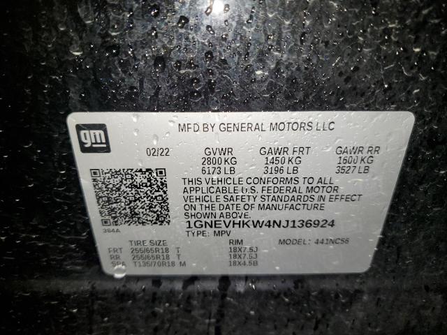 Photo 12 VIN: 1GNEVHKW4NJ136924 - CHEVROLET TRAVERSE L 