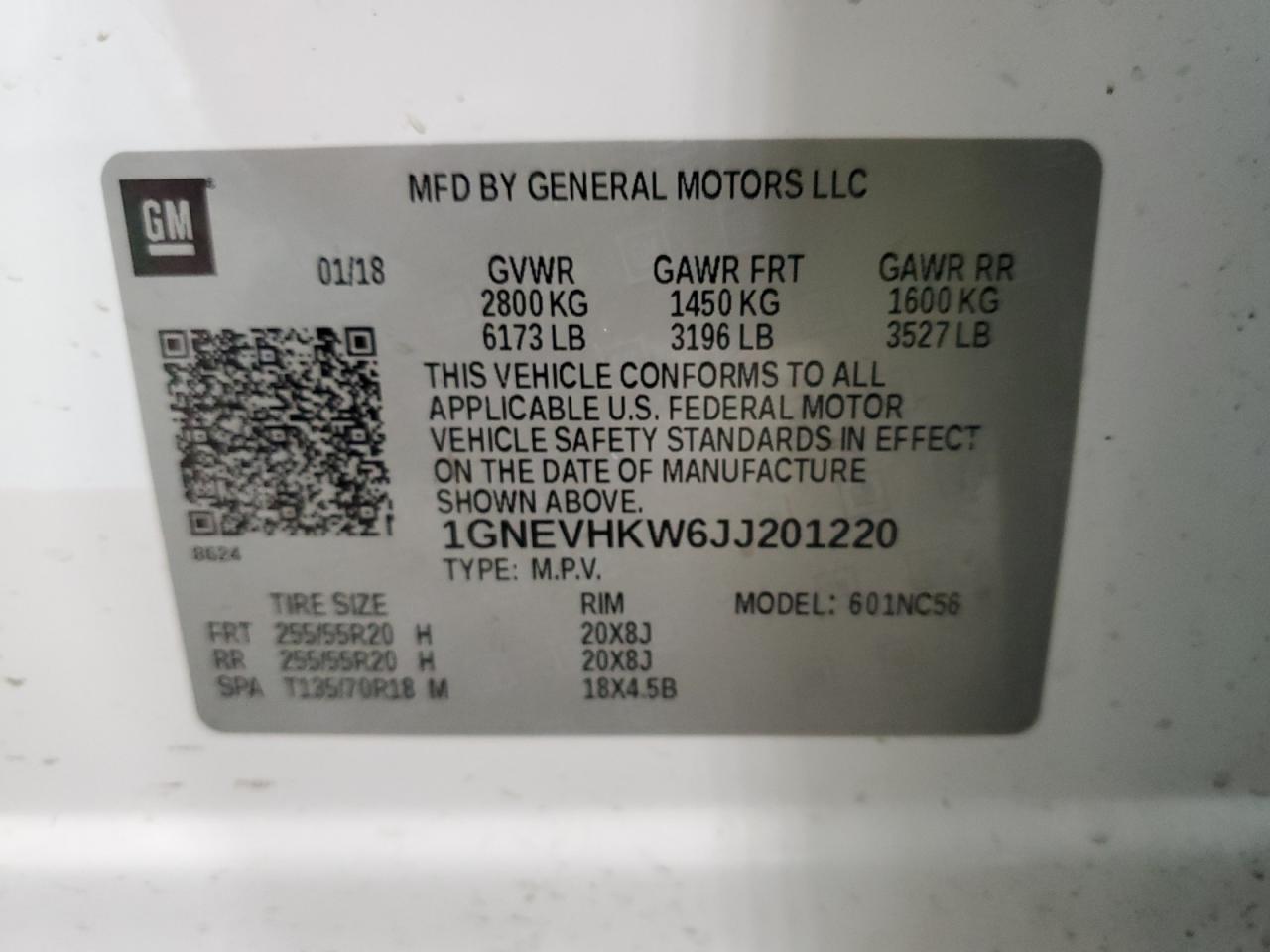 Photo 11 VIN: 1GNEVHKW6JJ201220 - CHEVROLET TRAVERSE 