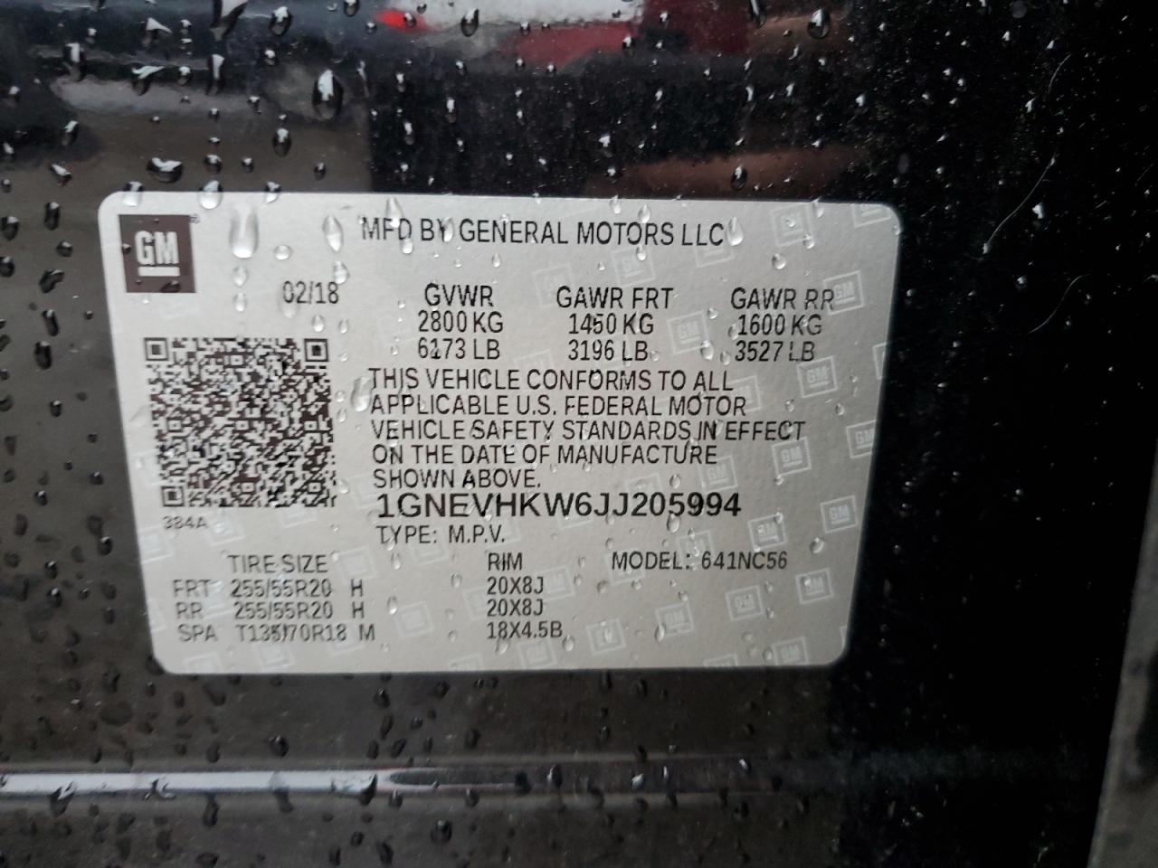 Photo 13 VIN: 1GNEVHKW6JJ205994 - CHEVROLET TRAVERSE 