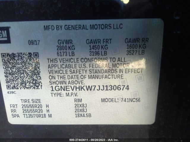 Photo 8 VIN: 1GNEVHKW7JJ130674 - CHEVROLET TRAVERSE 