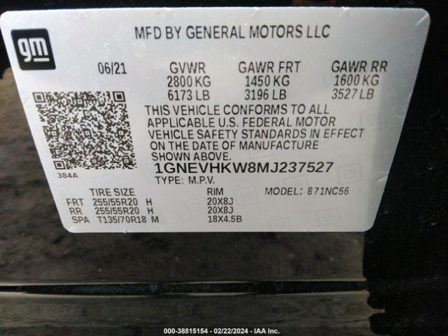 Photo 8 VIN: 1GNEVHKW8MJ237527 - CHEVROLET TRAVERSE 