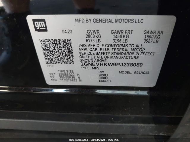 Photo 8 VIN: 1GNEVHKW9PJ238089 - CHEVROLET TRAVERSE 