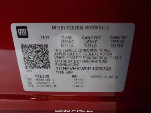 Photo 8 VIN: 1GNEVHKW9PJ335745 - CHEVROLET TRAVERSE 