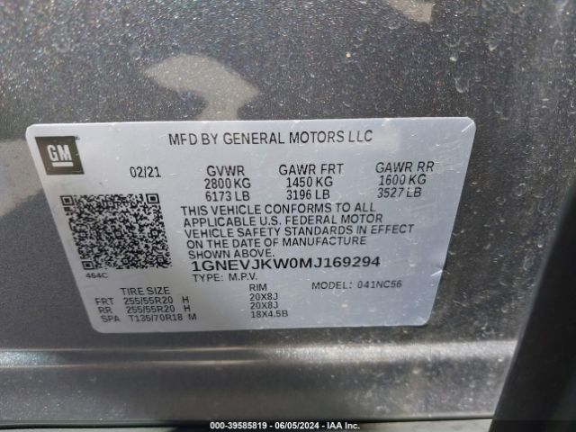 Photo 8 VIN: 1GNEVJKW0MJ169294 - CHEVROLET TRAVERSE 