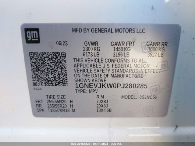 Photo 8 VIN: 1GNEVJKW0PJ280285 - CHEVROLET TRAVERSE 