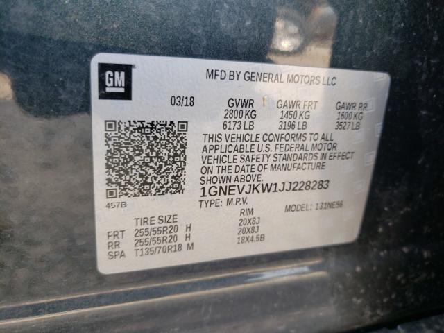 Photo 9 VIN: 1GNEVJKW1JJ228283 - CHEVROLET TRAVERSE P 