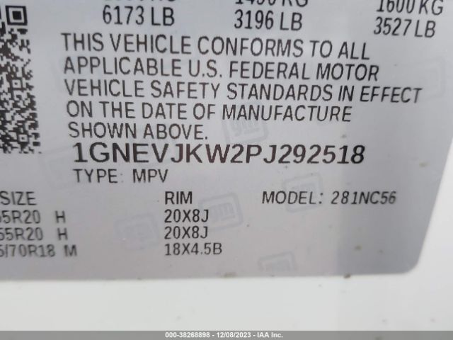 Photo 8 VIN: 1GNEVJKW2PJ292518 - CHEVROLET TRAVERSE 