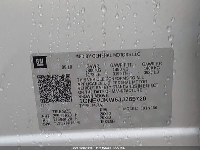 Photo 8 VIN: 1GNEVJKW6JJ265720 - CHEVROLET TRAVERSE 