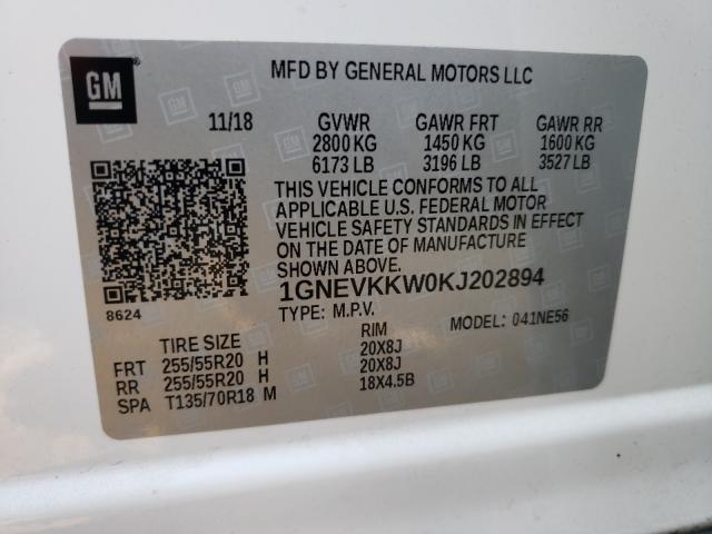 Photo 9 VIN: 1GNEVKKW0KJ202894 - CHEVROLET TRAVERSE P 