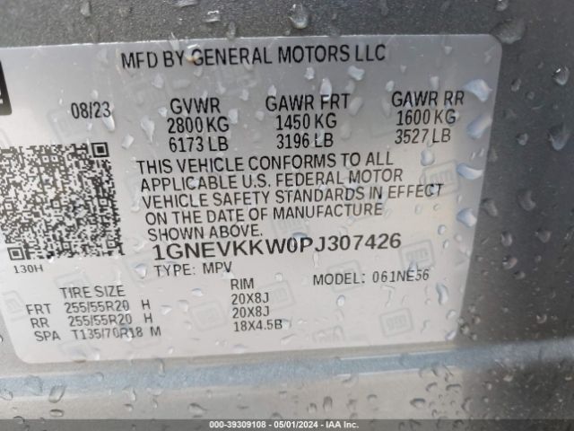 Photo 8 VIN: 1GNEVKKW0PJ307426 - CHEVROLET TRAVERSE 