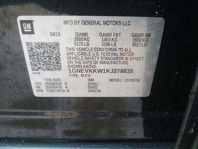 Photo 9 VIN: 1GNEVKKW1KJ278835 - CHEVROLET TRAVERSE P 