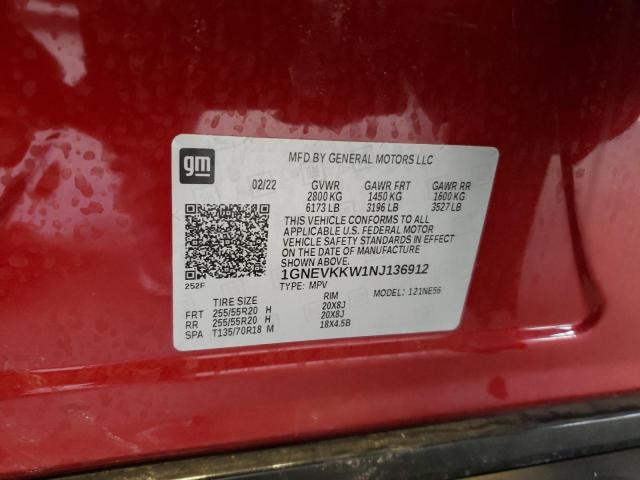 Photo 12 VIN: 1GNEVKKW1NJ136912 - CHEVROLET TRAVERSE P 