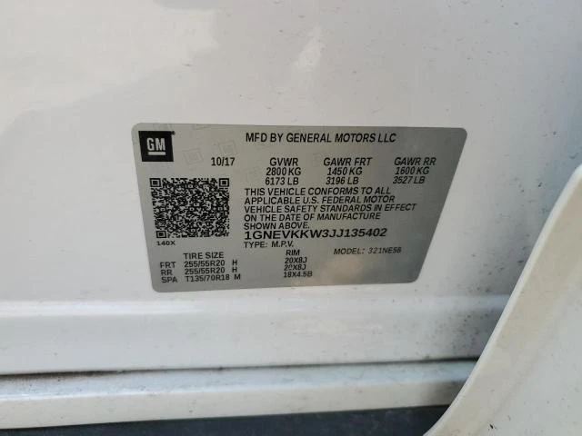 Photo 12 VIN: 1GNEVKKW3JJ135402 - CHEVROLET TRAVERSE H 