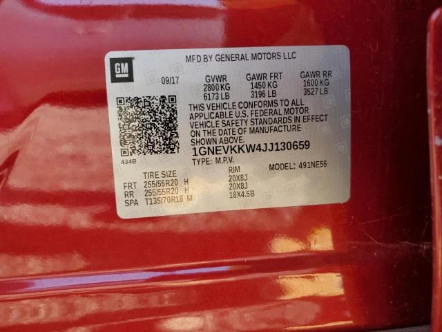 Photo 12 VIN: 1GNEVKKW4JJ130659 - CHEVROLET TRAVERSE H 