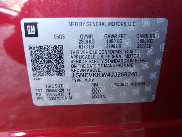 Photo 11 VIN: 1GNEVKKW4JJ269240 - CHEVROLET TRAVERSE H 