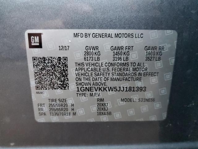 Photo 12 VIN: 1GNEVKKW5JJ181393 - CHEVROLET TRAVERSE H 