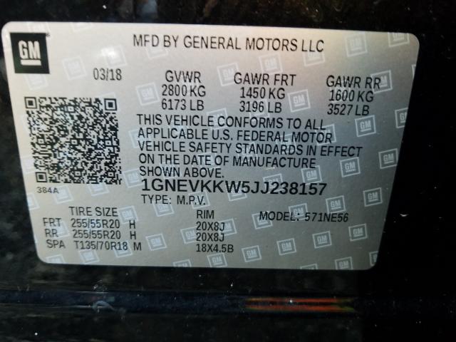 Photo 9 VIN: 1GNEVKKW5JJ238157 - CHEVROLET TRAVERSE H 