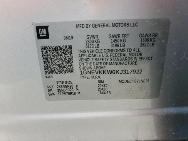 Photo 9 VIN: 1GNEVKKW6KJ317922 - CHEVROLET TRAVERSE P 