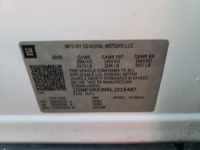 Photo 9 VIN: 1GNEVKKW6LJ215487 - CHEVROLET TRAVERSE P 