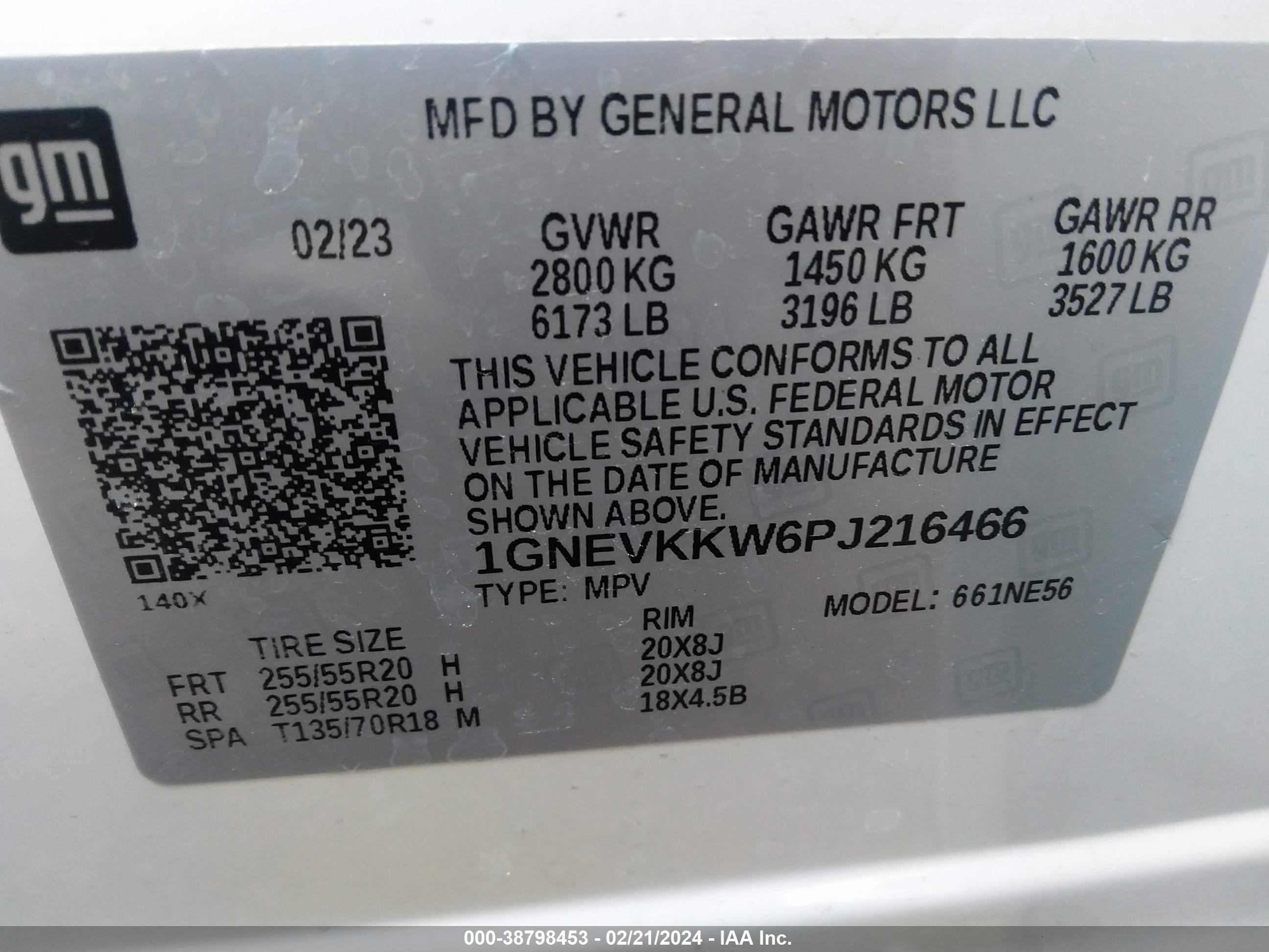 Photo 8 VIN: 1GNEVKKW6PJ216466 - CHEVROLET TRAVERSE 