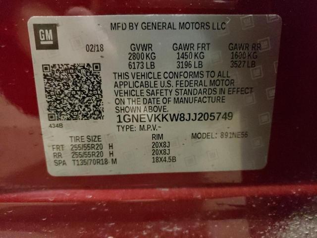 Photo 12 VIN: 1GNEVKKW8JJ205749 - CHEVROLET TRAVERSE H 