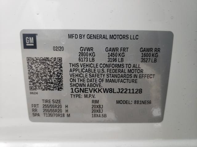 Photo 9 VIN: 1GNEVKKW8LJ221128 - CHEVROLET TRAVERSE P 