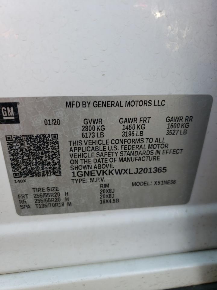 Photo 12 VIN: 1GNEVKKWXLJ201365 - CHEVROLET TRAVERSE 