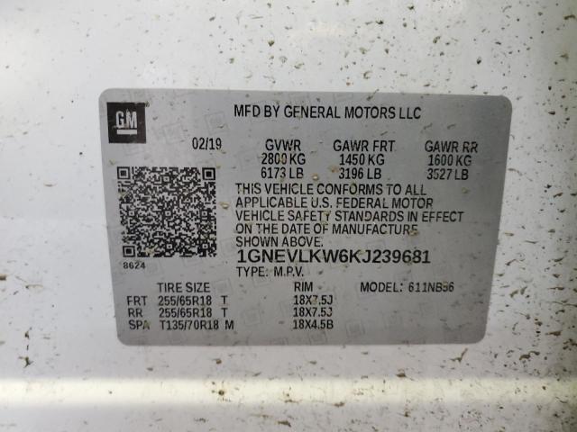 Photo 13 VIN: 1GNEVLKW6KJ239681 - CHEVROLET TRAVERSE 