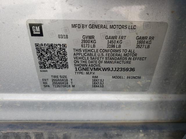 Photo 9 VIN: 1GNEVMKW9JJ235936 - CHEVROLET TRAVERSE L 