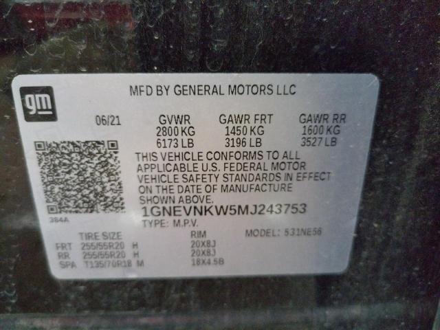 Photo 9 VIN: 1GNEVNKW5MJ243753 - CHEVROLET TRAVERSE H 