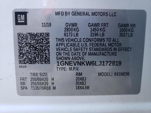 Photo 9 VIN: 1GNEVNKW6LJ172819 - CHEVROLET TRAVERSE H 