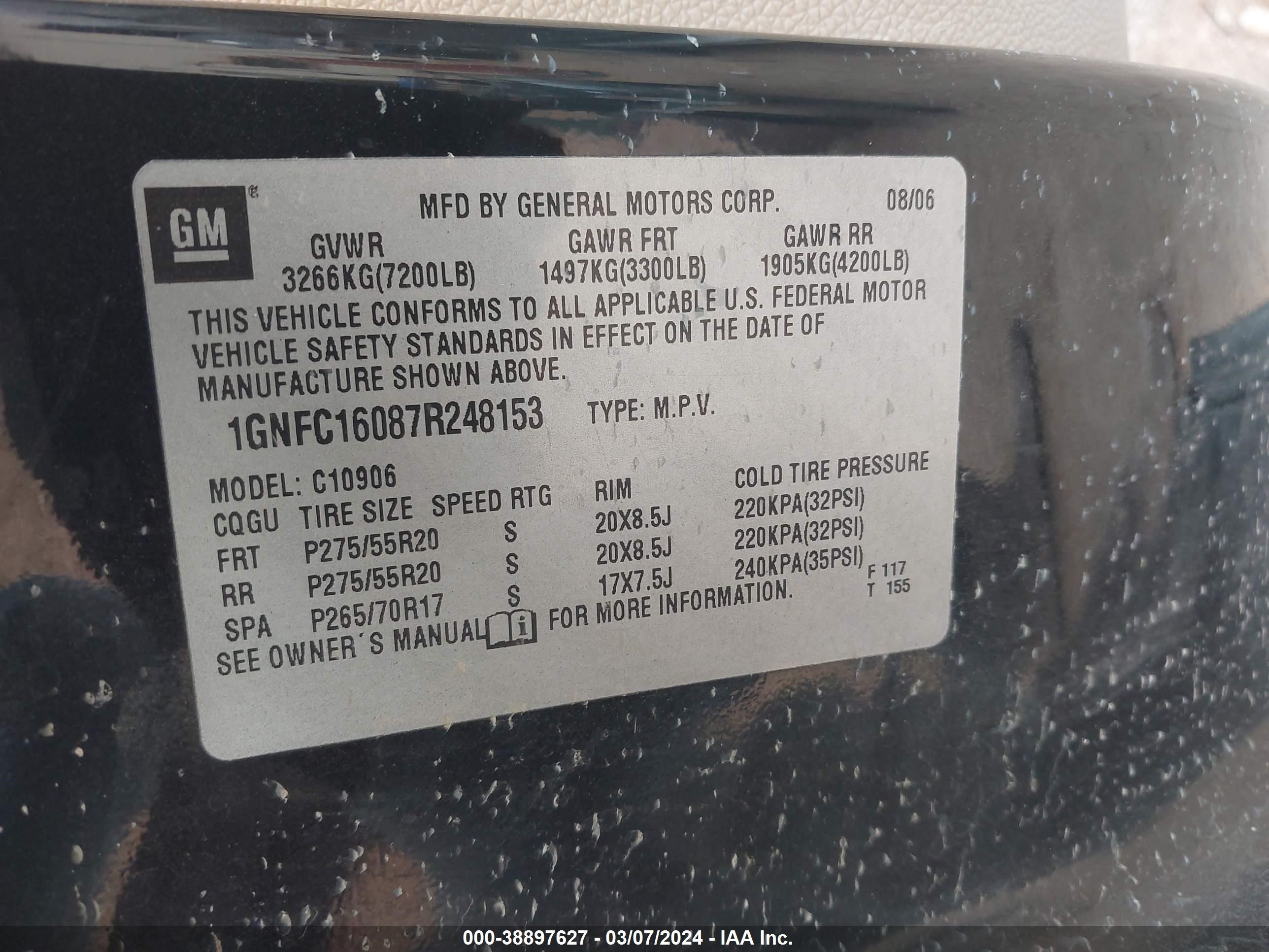 Photo 8 VIN: 1GNFC16087R248153 - CHEVROLET EXPRESS 