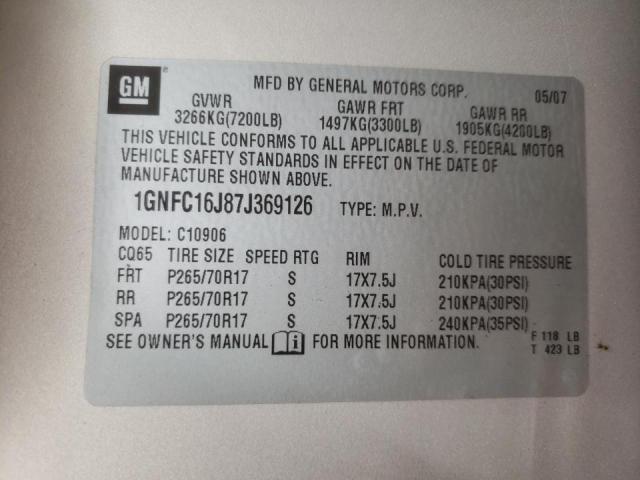 Photo 9 VIN: 1GNFC16J87J369126 - CHEVROLET SUBURBAN C 