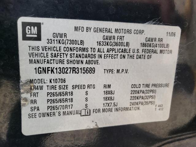 Photo 9 VIN: 1GNFK13027R315689 - CHEVROLET TAHOE K150 