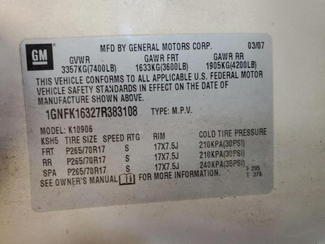 Photo 12 VIN: 1GNFK16327R383108 - CHEVROLET SUBURBAN K 