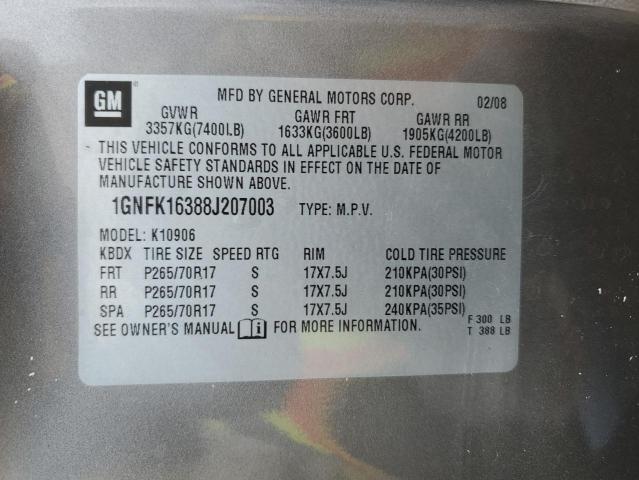 Photo 12 VIN: 1GNFK16388J207003 - CHEVROLET SUBURBAN K 