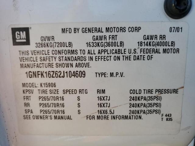 Photo 12 VIN: 1GNFK16Z62J104609 - CHEVROLET SUBURBAN 