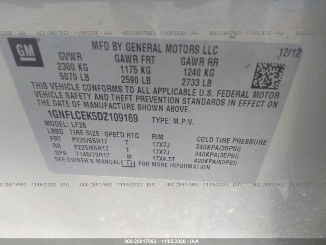 Photo 8 VIN: 1GNFLCEK5DZ109169 - CHEVROLET EQUINOX 