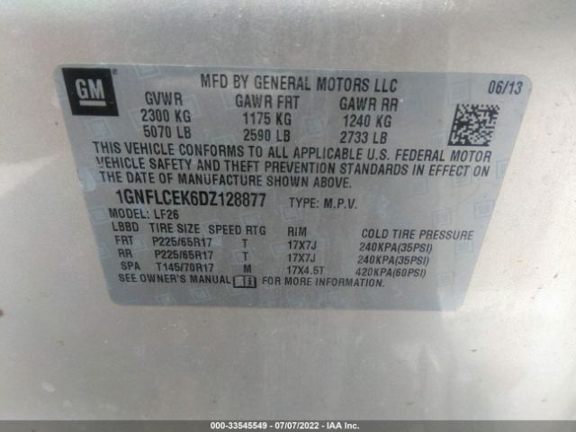 Photo 8 VIN: 1GNFLCEK6DZ128877 - CHEVROLET EQUINOX 