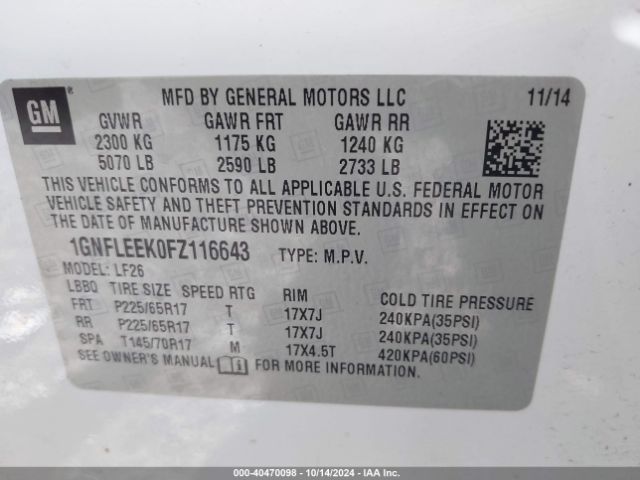 Photo 8 VIN: 1GNFLEEK0FZ116643 - CHEVROLET EQUINOX 