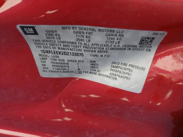 Photo 9 VIN: 1GNFLEEK2DZ133876 - CHEVROLET EQUINOX LT 