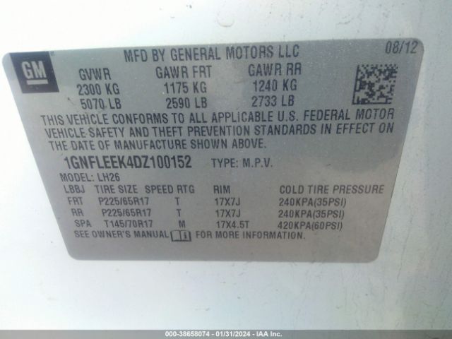 Photo 8 VIN: 1GNFLEEK4DZ100152 - CHEVROLET EQUINOX 