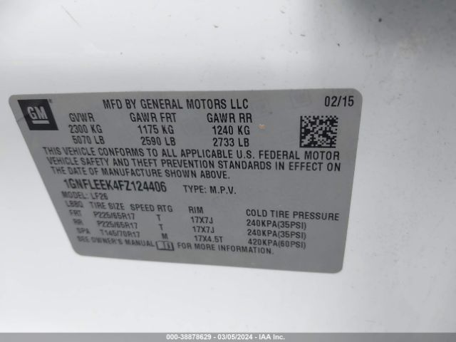 Photo 8 VIN: 1GNFLEEK4FZ124406 - CHEVROLET EQUINOX 