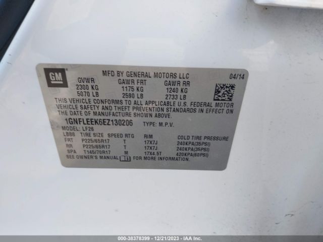 Photo 8 VIN: 1GNFLEEK6EZ130206 - CHEVROLET EQUINOX 