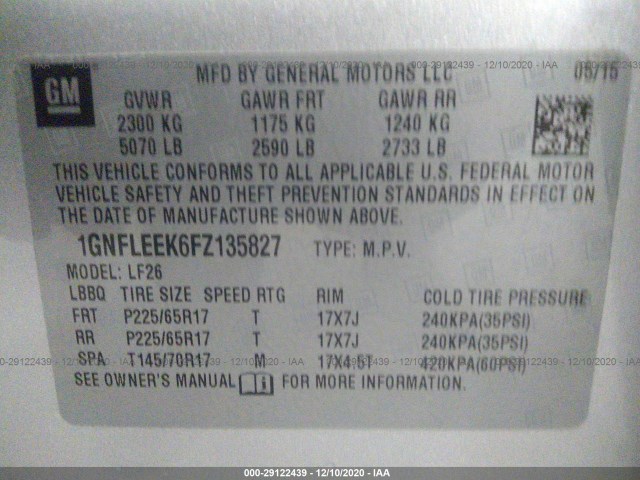 Photo 8 VIN: 1GNFLEEK6FZ135827 - CHEVROLET EQUINOX 