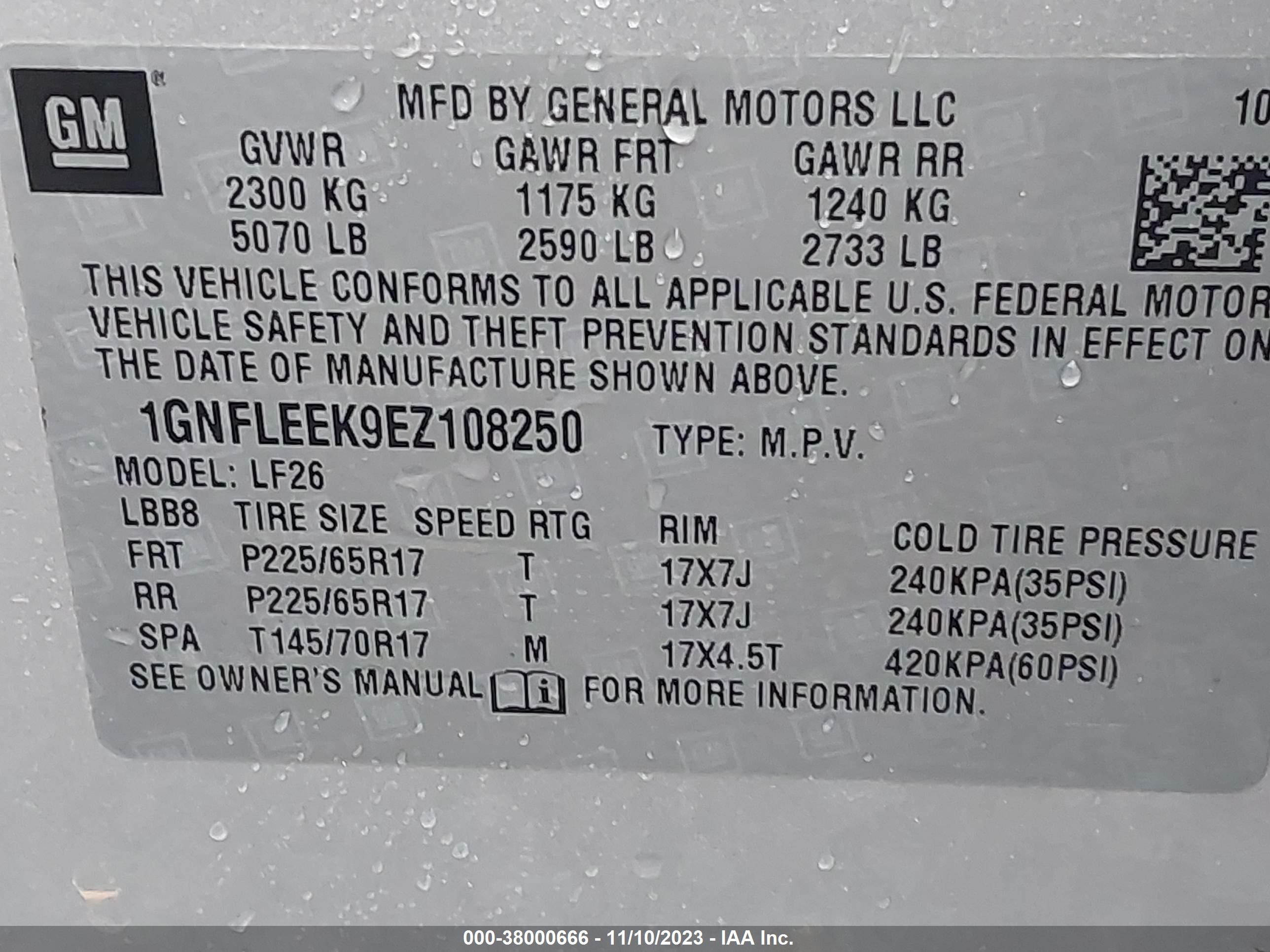 Photo 8 VIN: 1GNFLEEK9EZ108250 - CHEVROLET EQUINOX 