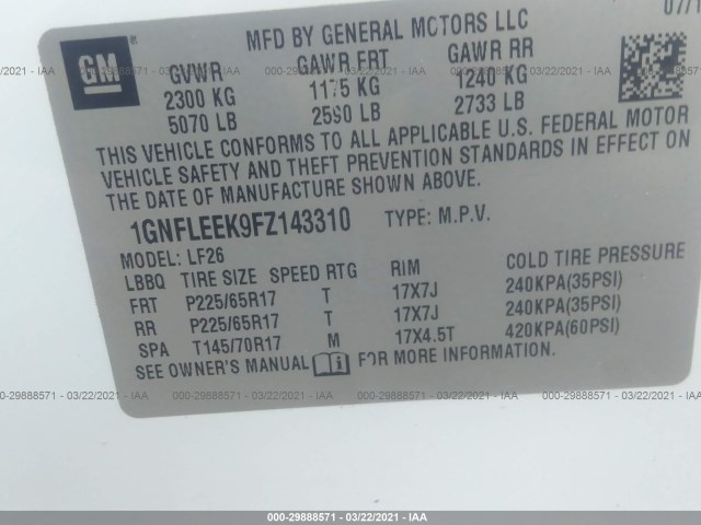 Photo 8 VIN: 1GNFLEEK9FZ143310 - CHEVROLET EQUINOX 