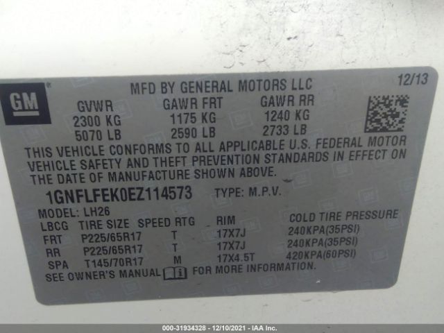 Photo 8 VIN: 1GNFLFEK0EZ114573 - CHEVROLET EQUINOX 